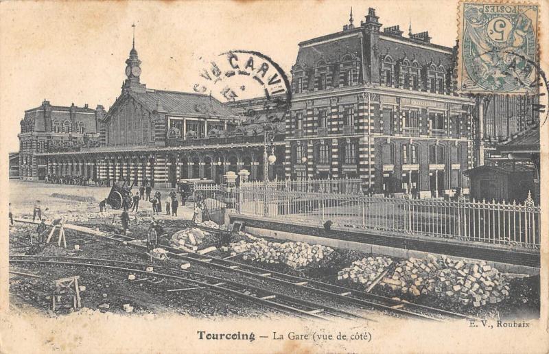 Carte postale ancienne Tourcoing - La Gare - Vue De Cote à Tourcoing