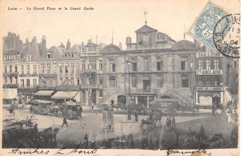 Carte postale ancienne Lille - La Grand Place Et Le Grand Garde à Lille