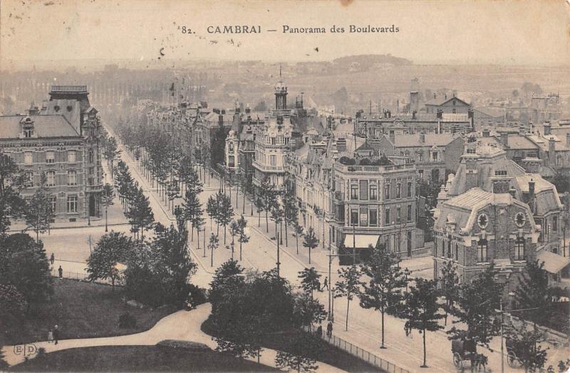 Carte postale ancienne Cambrai - Panorama Des Boulevards à Cambrai