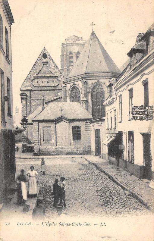 Carte postale ancienne Lille - L'Eglise Sainte Catherine à Lille