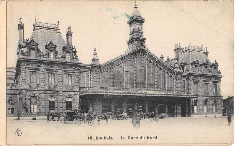 Carte postale ancienne Roubaix - La Gare Du Nord à Roubaix