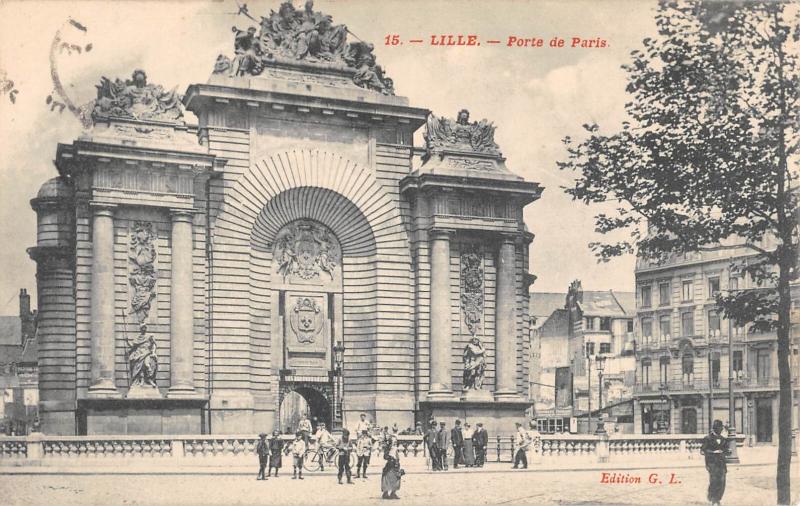 Carte postale ancienne Lille - La Porte De Paris à Lille