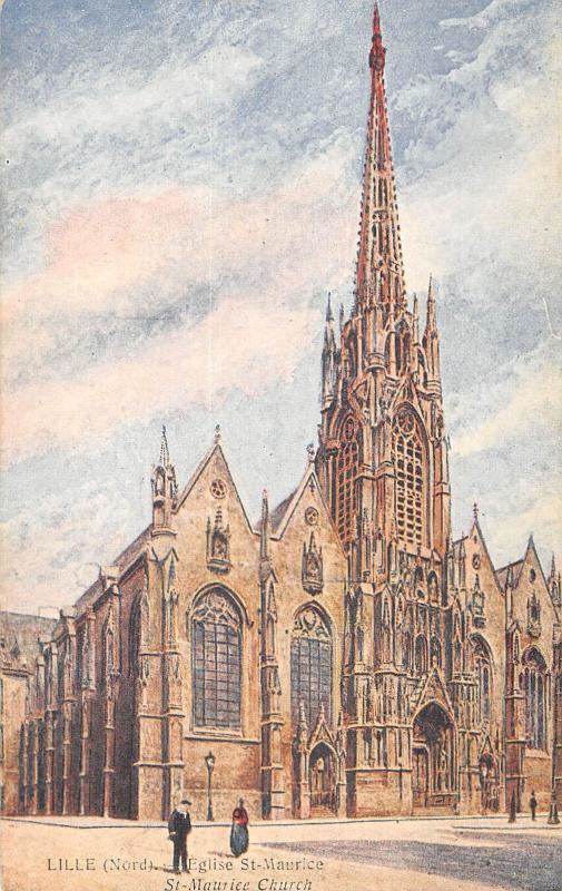 Carte postale ancienne Lille - Eglise Saint Maurice à Lille