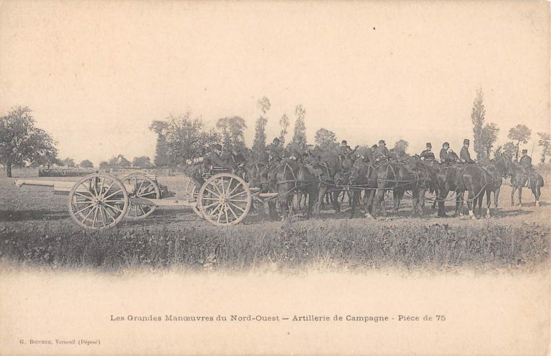 Carte postale ancienne Les Grandes Manoeuvres Du Nord Ouest - Artillerie De Campagne