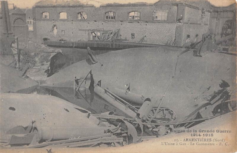 Carte postale ancienne Armentieres - L'Usine A Gaz - Le Gazometre à Armentières