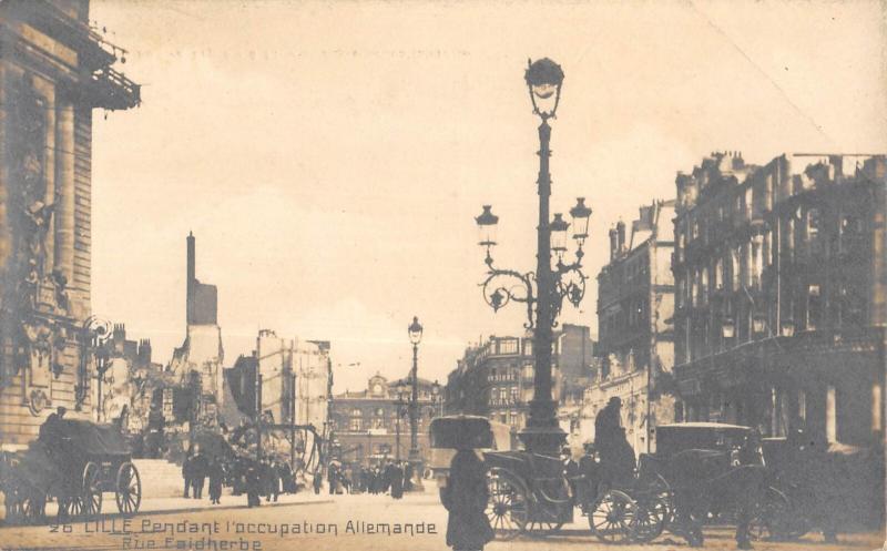 Carte postale ancienne Lille Pendant L'Occupation Allemande - Rue Faidherbe à Lille