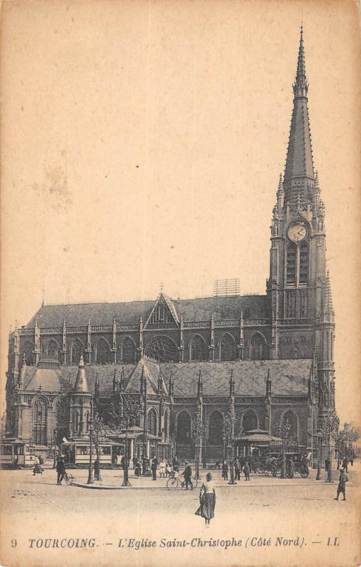 Carte postale ancienne Tourcoing - Eglise Saint-Christophe - Cote Nord à Tourcoing