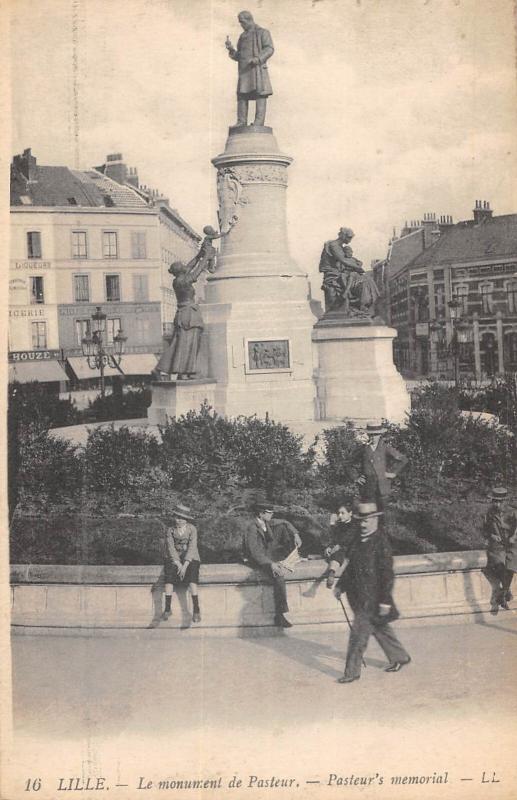 Carte postale ancienne Lille - Le Monument De Pasteur à Lille