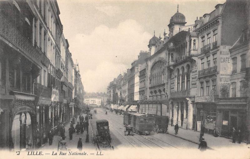 Carte postale ancienne Lille - Rue Nationale à Lille