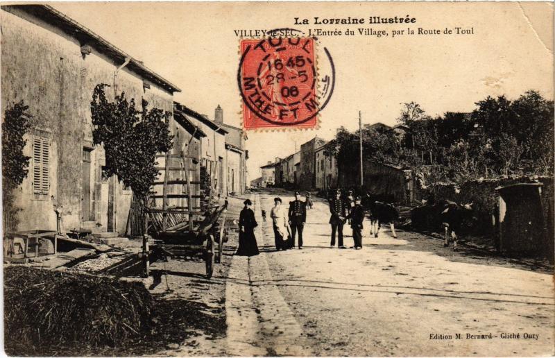 Carte postale ancienne Villey le Sec entree du Village à Villey-le-Sec
