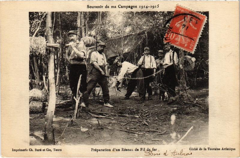 Carte postale ancienne Preparation d'un Reseau de Fil de fer