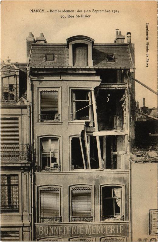 Carte postale ancienne Nancy bombardement à Nancy