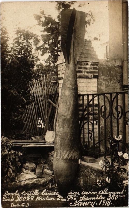 Carte postale ancienne Nancy Bombe torpille lancee à Nancy