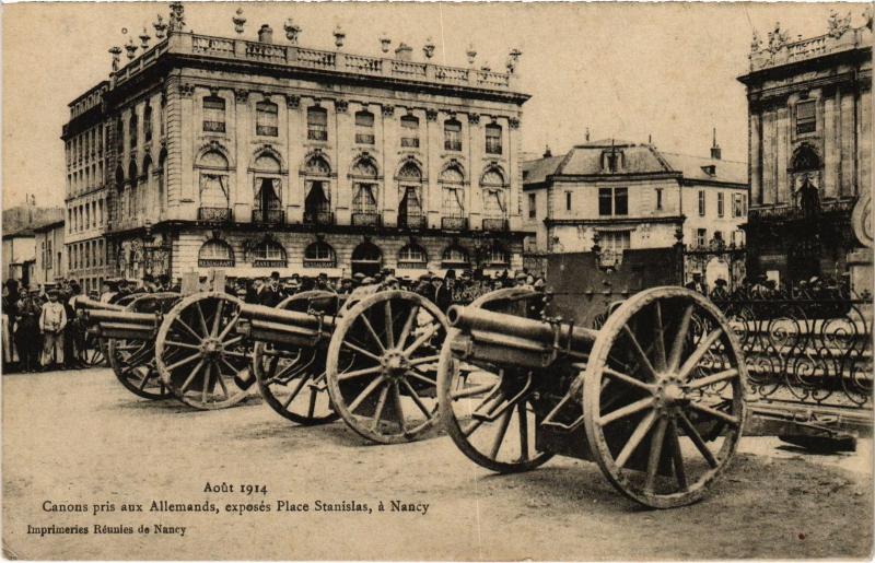 Carte postale ancienne Nancy canons pris aux Allemands à Nancy