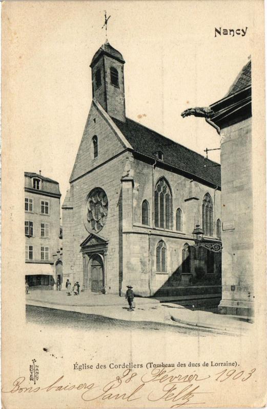 Carte postale ancienne Nancy Eglise des Cordeliers à Nancy