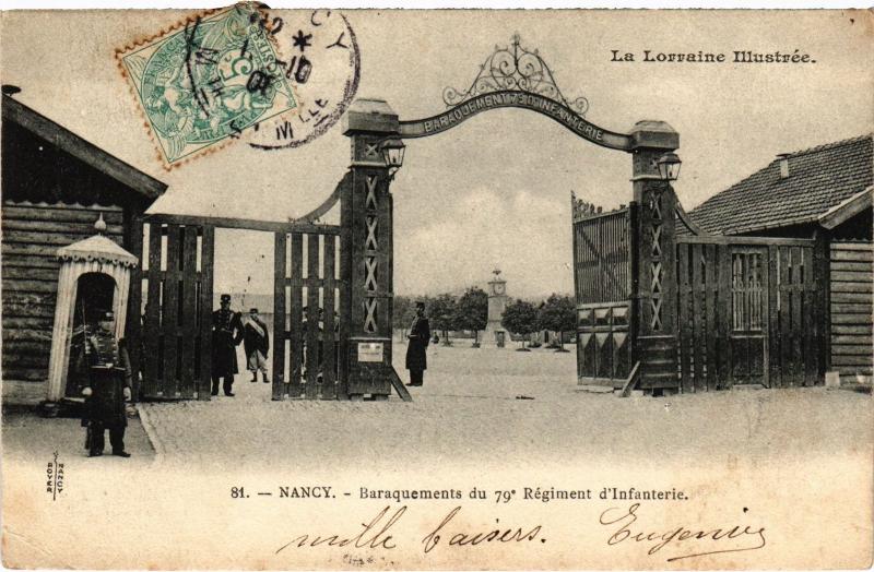 Carte postale ancienne Nancy Baraquement du 79e Regiment d'Infanterie à Nancy