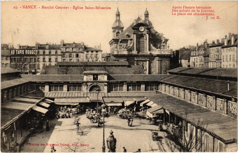 Carte postale ancienne Nancy Marche Couvert Eglise Saint-Sebastien à Nancy