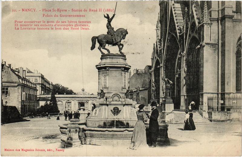 Carte postale ancienne Nancy Place Saint-Epvre Statue de Rene Ii à Nancy
