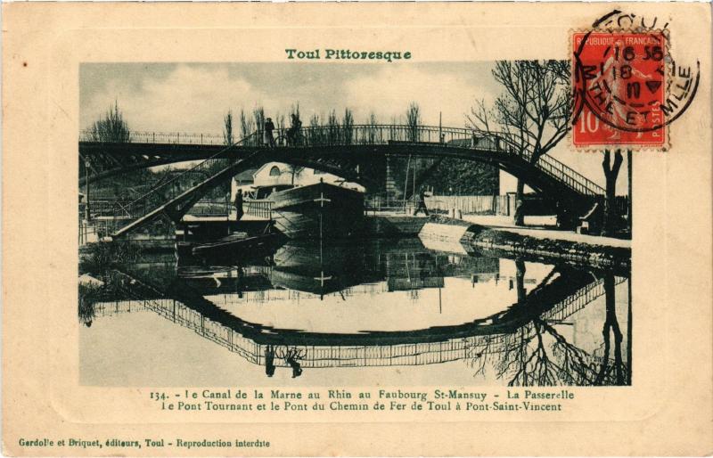 Carte postale ancienne Toul Canal de la Marne