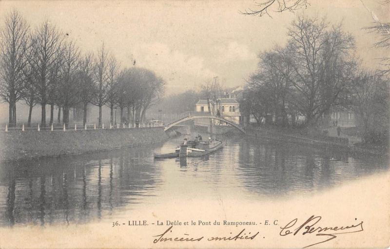 Carte postale ancienne Lille - La Deule Et Le Pont Du Ramponneau à Lille