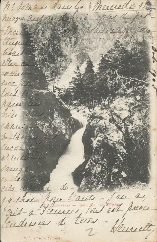 Carte postale ancienne Route du lac d'Estôm à Cauterets
