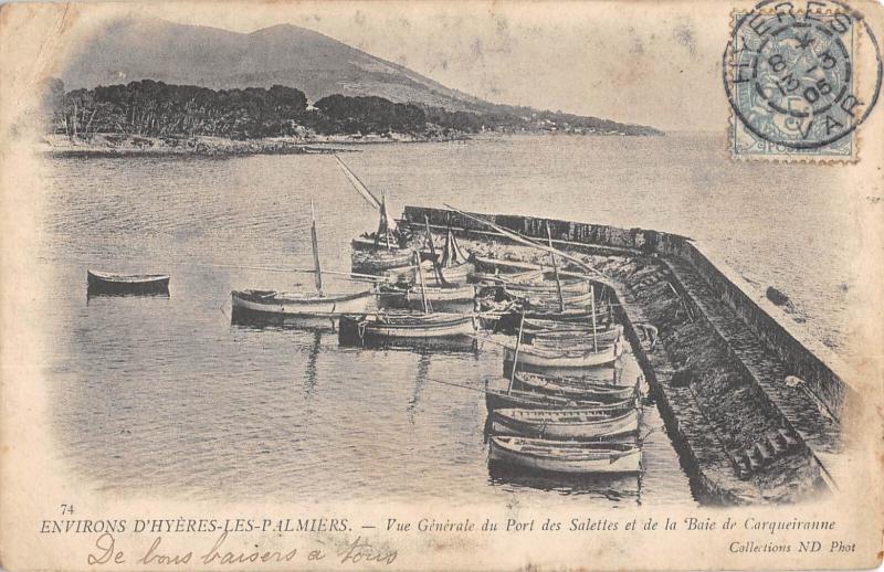 Carte postale ancienne Environs D'Hyeres Les Palmiers - Vue Generale Du Port Des Salettes Carque