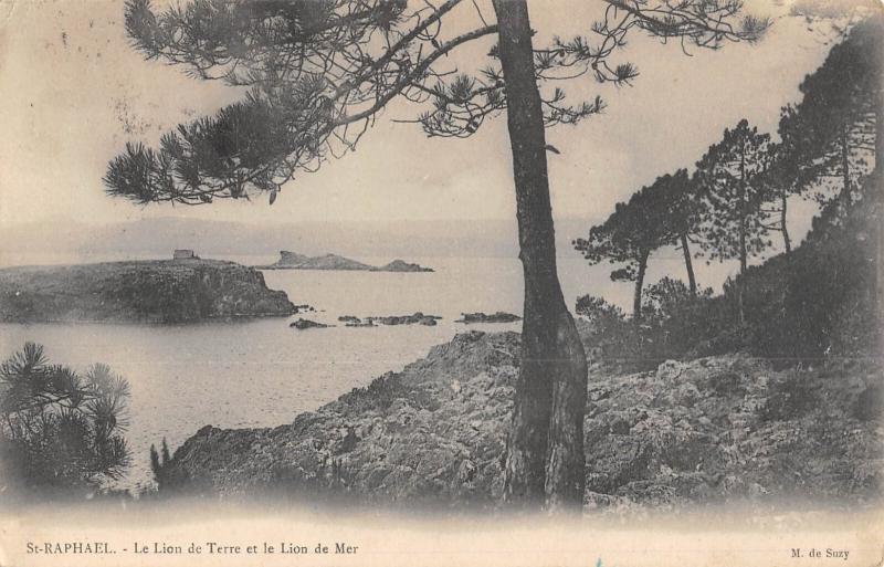 Carte postale ancienne Saint Raphael - Le Lion De La Terre Et Le Lion De La Mer à Saint-Raphaël