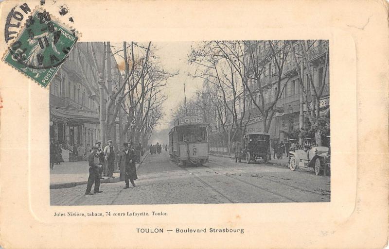 Carte postale ancienne Toulon - Boulevard De Strasbourg - Tramway à Toulon