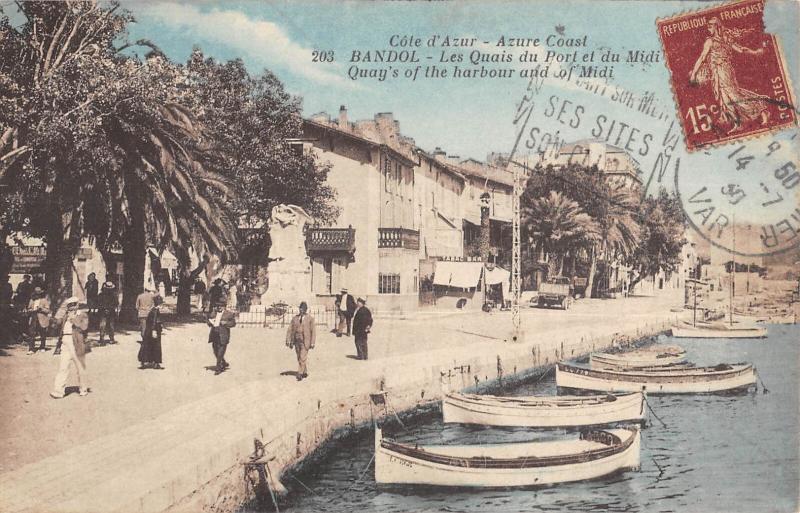 Carte postale ancienne Bandol - Les Quais Du Port Et Du Midi à Bandol