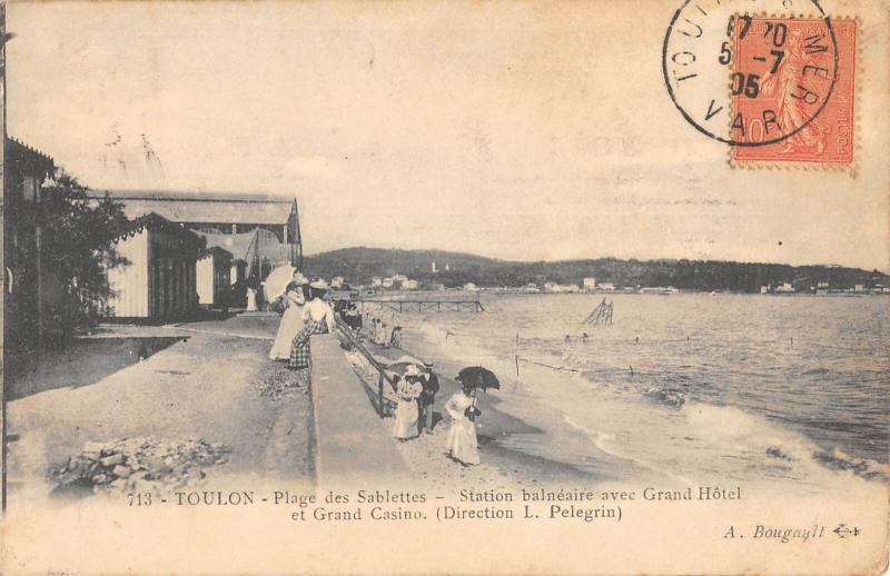 Carte postale ancienne Toulon - Plage Des Sablettes / à Toulon