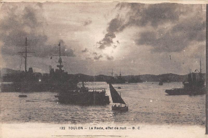 Carte postale ancienne Toulon - La Rade Effet De Nuit à Toulon
