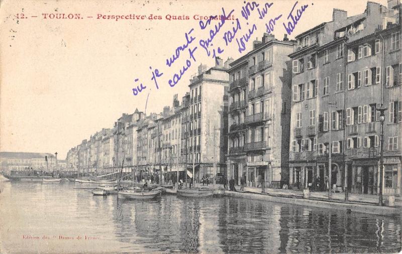 Carte postale ancienne Toulon - Perspective Des Quais Cronstadt à Toulon