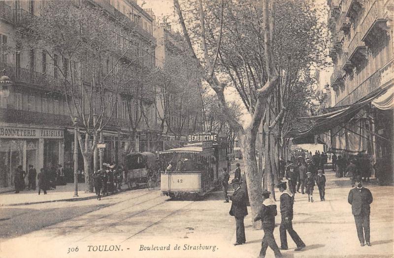 Carte postale ancienne Toulon - Boulevard De Strasbourg - Tramway à Toulon