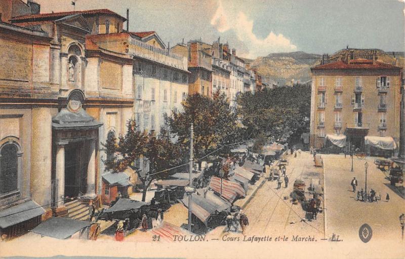 Carte postale ancienne Toulon - Cours Lafayette Et Le Marche à Toulon