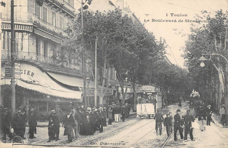 Carte postale ancienne Toulon - Le Boulevard De Strasbourg - Tramway à Toulon