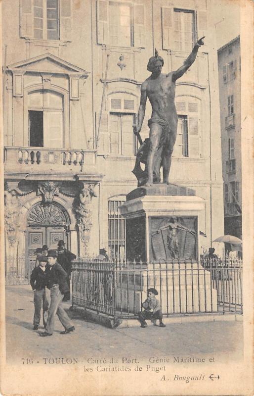 Carte postale ancienne Toulon - Carree Du Port - Genie Maritime - Cariatides De Puget à Toulon