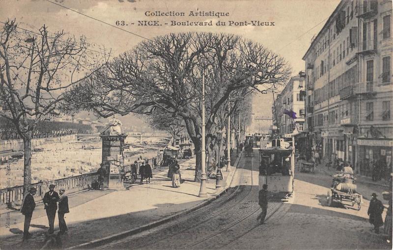 Carte postale ancienne Nice - Boulevard Du Pont Vieux - Tramway à Nice