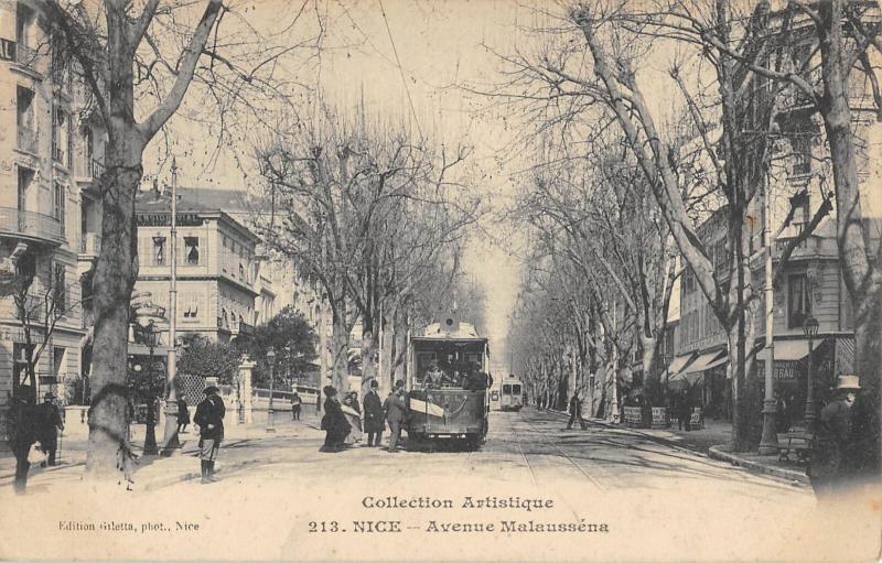 Carte postale ancienne Nice - Avenue Malaussena - Tramway à Nice