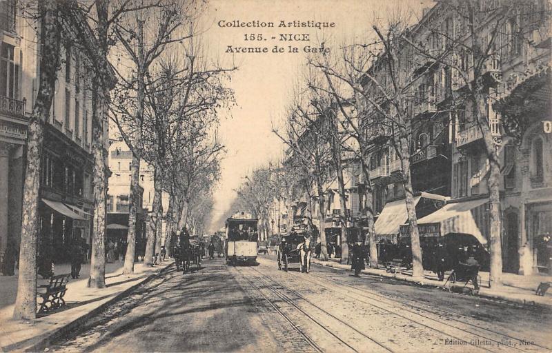 Carte postale ancienne Nice - Avenue De La Gare à Nice