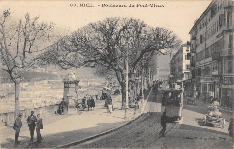 Carte postale ancienne Nice - Boulevard Du Pont Vieux - Tramway à Nice