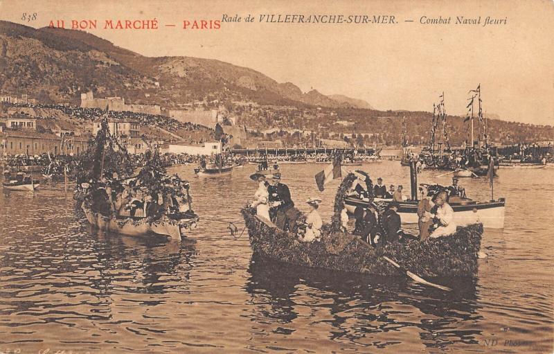 Carte postale ancienne Rade De Villefranche Sur Mer - Combat Naval Fleuri à Villefranche-sur-Mer