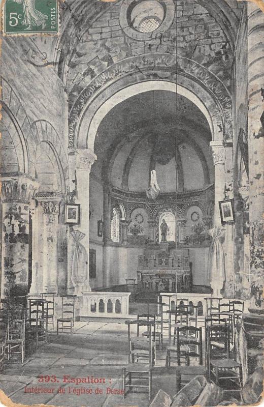 Carte postale ancienne Espalion - Interieur De L'Eglise De Perse à Espalion