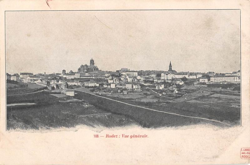 Carte postale ancienne Rodez - Vue Generale à Rodez