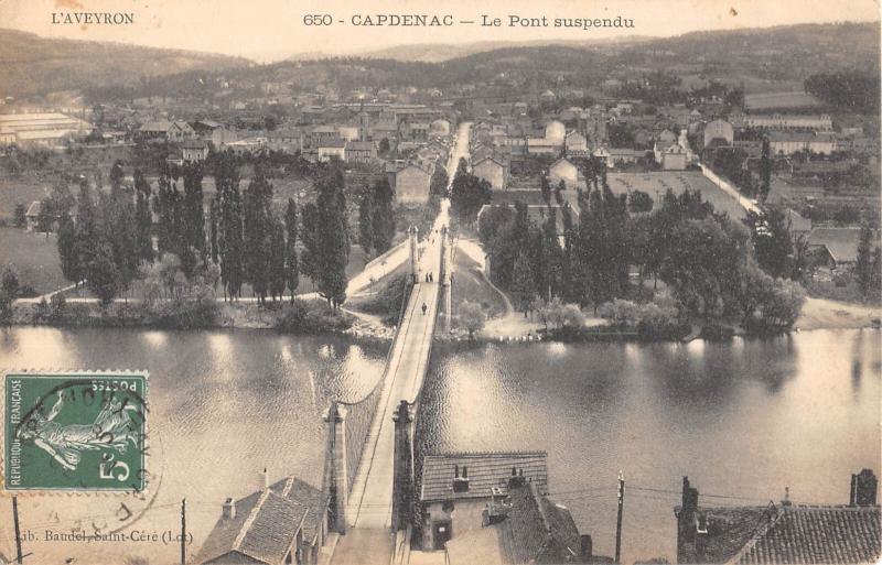Carte postale ancienne Capdenac - Le Pont Suspendu