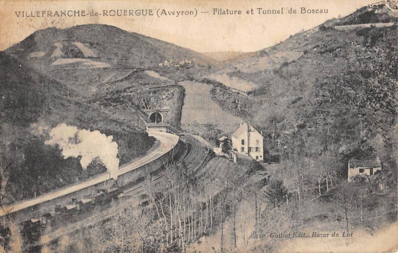 Carte postale ancienne Villefranche De Rouergue - Filature Et Tunnel De Boscau - Train à Villefranche-de-Rouergue