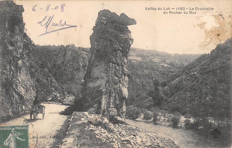 Carte postale ancienne Vallee D Lot - Le Crocodile Du Rocher Du Duc