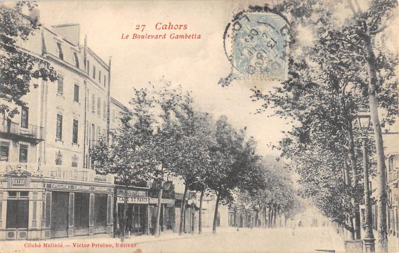 Carte postale ancienne Cahors - Boulevard Gambetta à Cahors