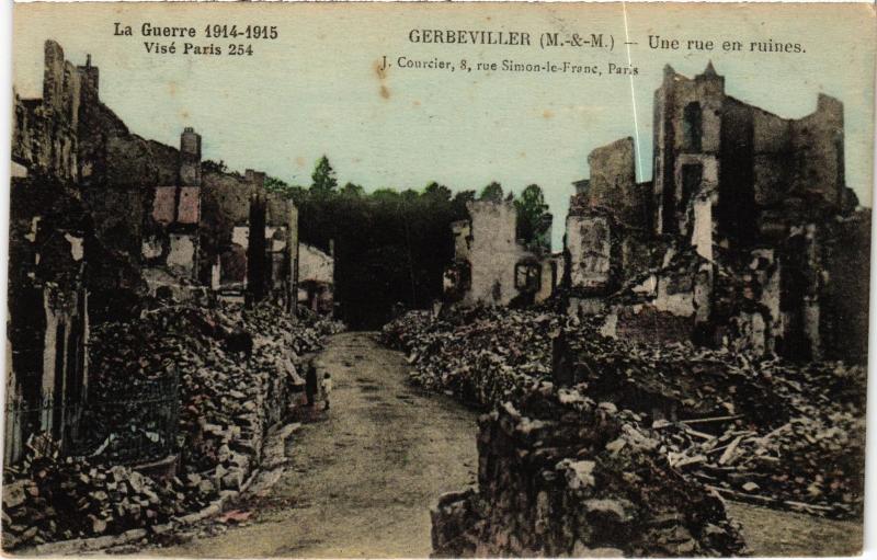 Carte postale ancienne Gerbeviller une rue en ruines