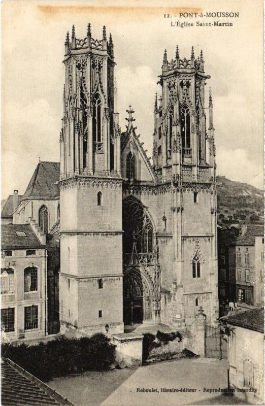 Carte postale ancienne Pont a Mousson Eglise Saint-Martin à Mousson
