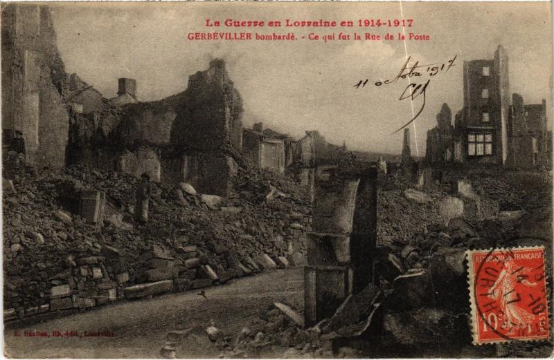 Carte postale ancienne Gerbeviller ce qui fut la Rue de la Poste